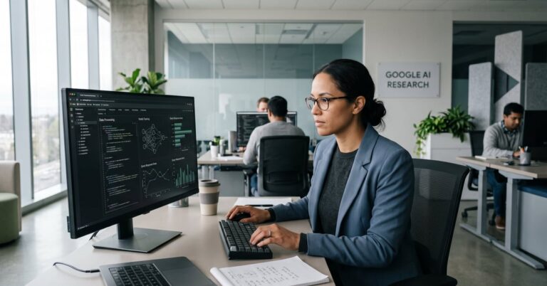 Intelligence artificielle de Google : visualisation d'un système d'IA avancé en environnement moderne